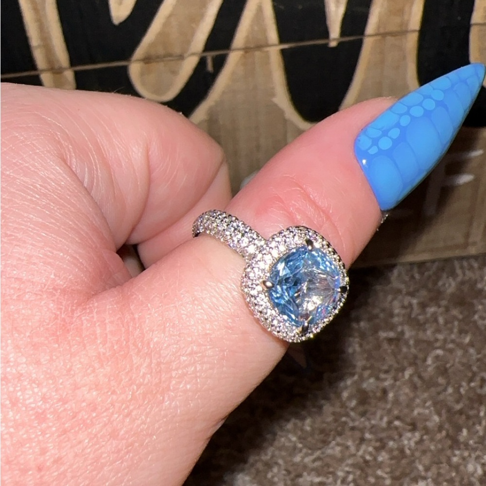 Bomb Party Elegant Silver and Blue Gemstone Ring
